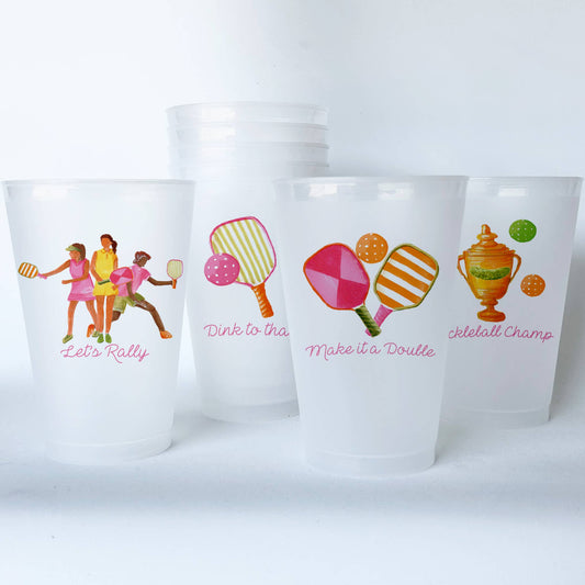 Pickleball Shatterproof 20 oz Plastic Cups; set of 8