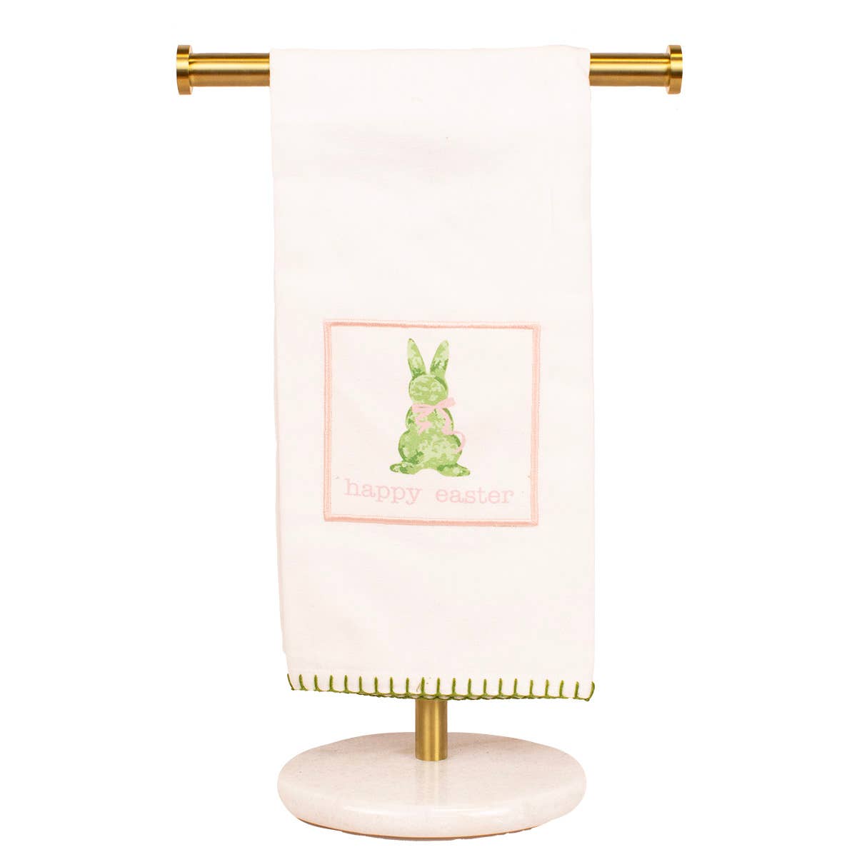 Kiara Boxwood Bunny Hand Towels   White/Pink/Multi   20x28   Set of 2