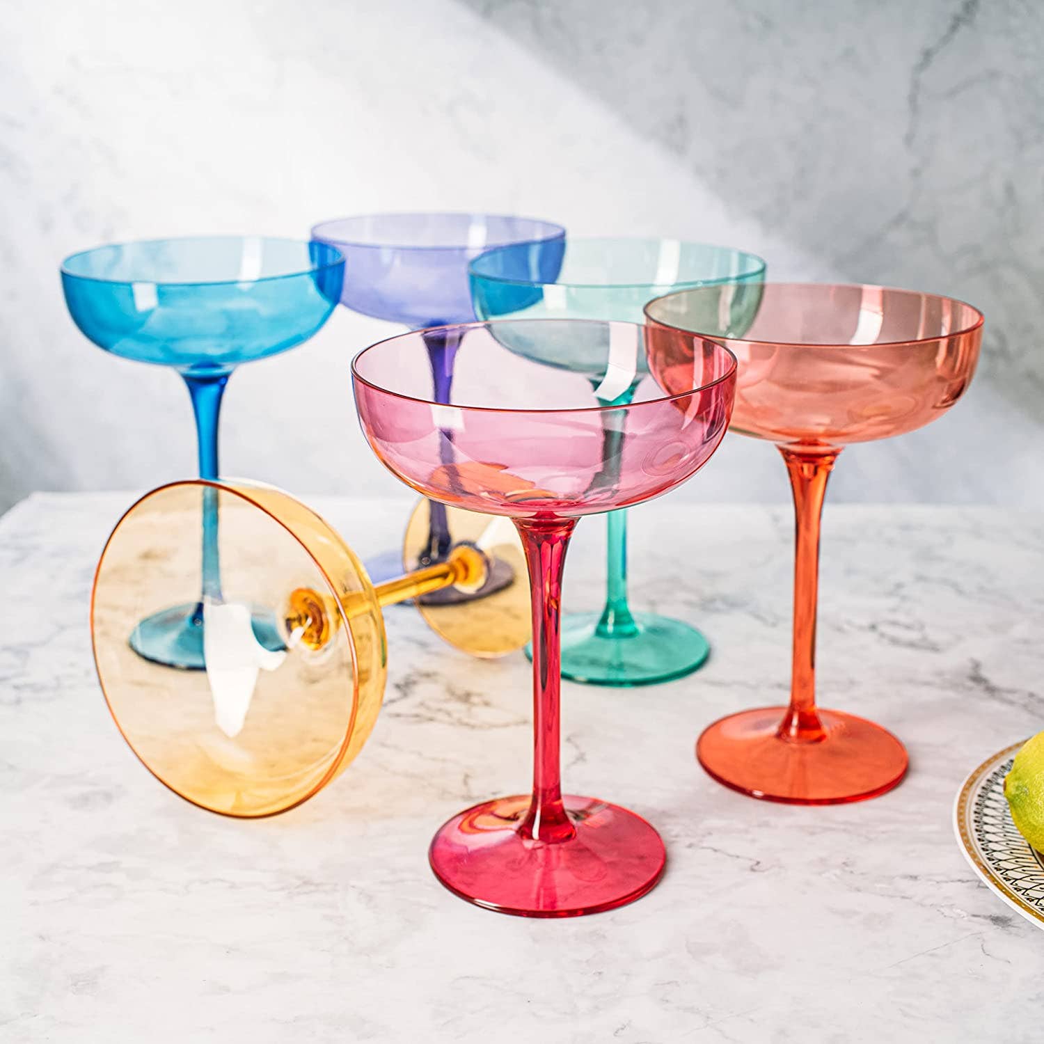 6 Colored Acrylic Champagne Coupes - Thumbnail 3