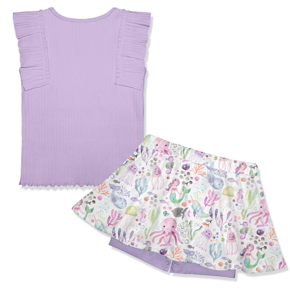 Orchid Petal Ribbed Sleeveless Top & Sea Dreams Skort