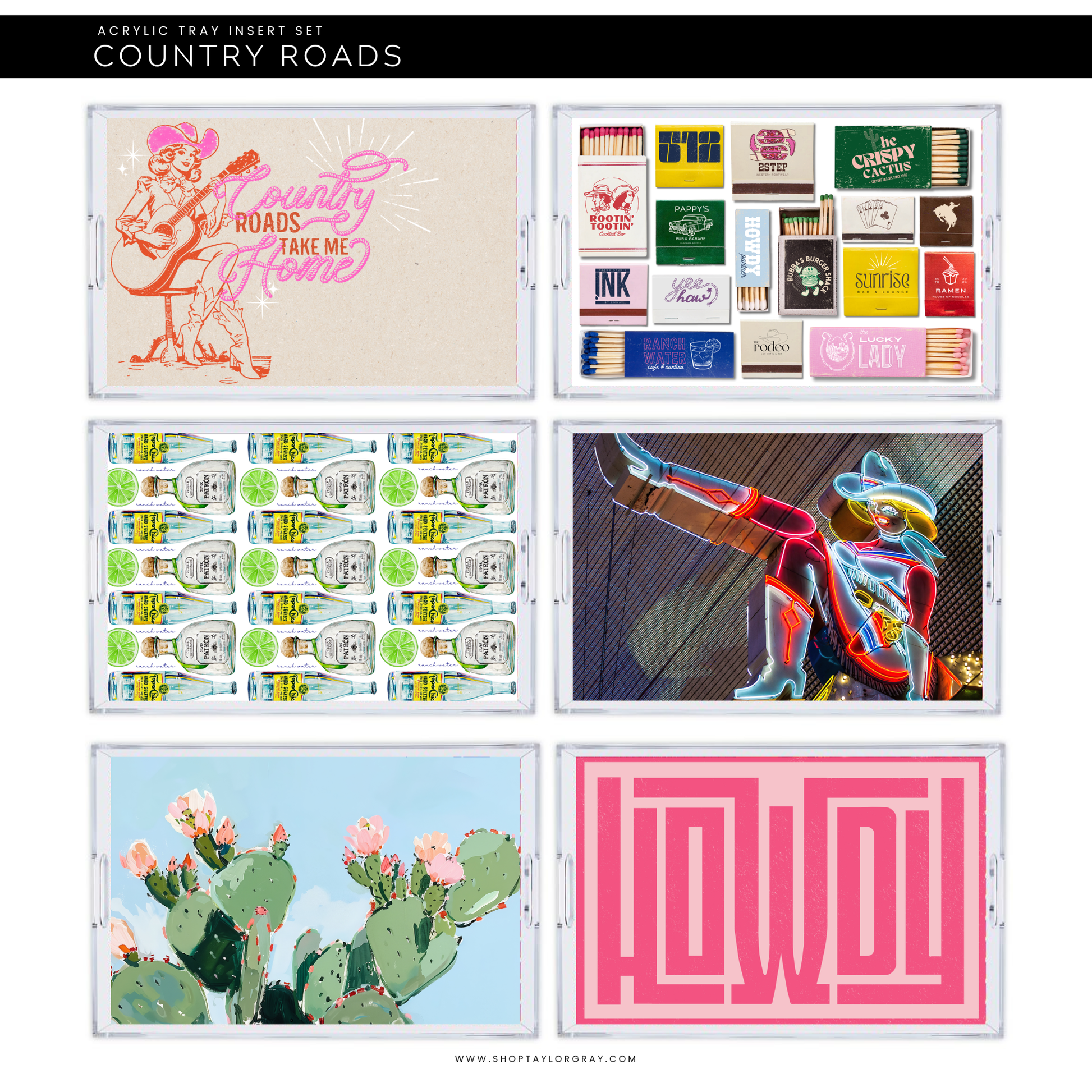 Acrylic Tray COUNTRY ROADS Inserts - Set of 10