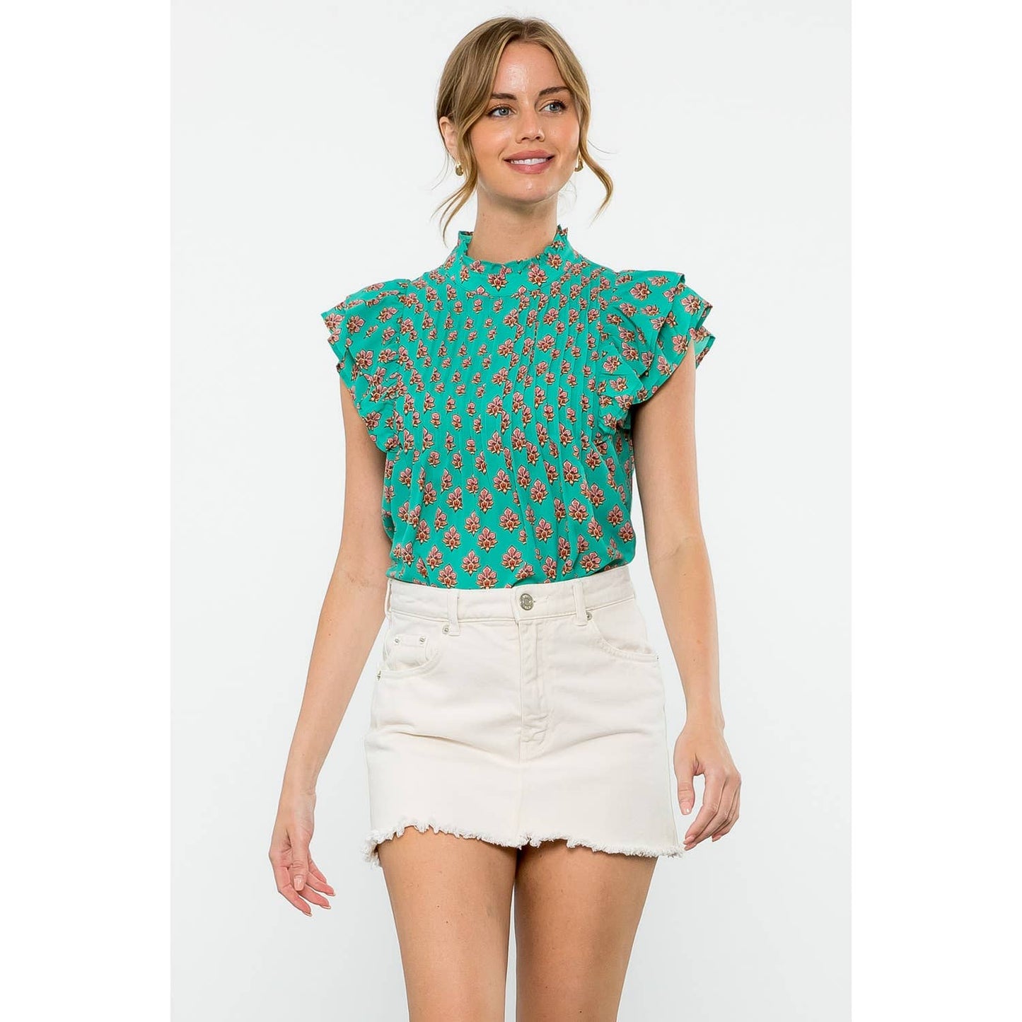 Flutter Sleeve Print Top