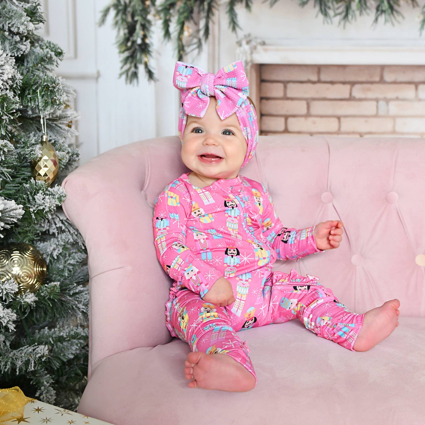 Nadia Nutcrackers RUFFLE ZIP Christmas Bamboo Baby One Piece