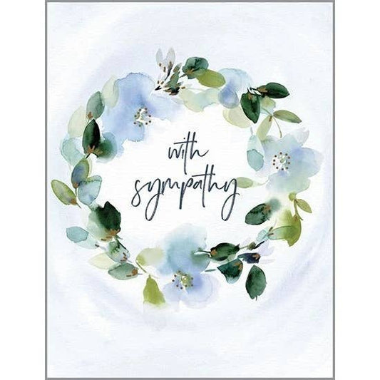 Sympathy Greeting Card - Soft Blue Wreath