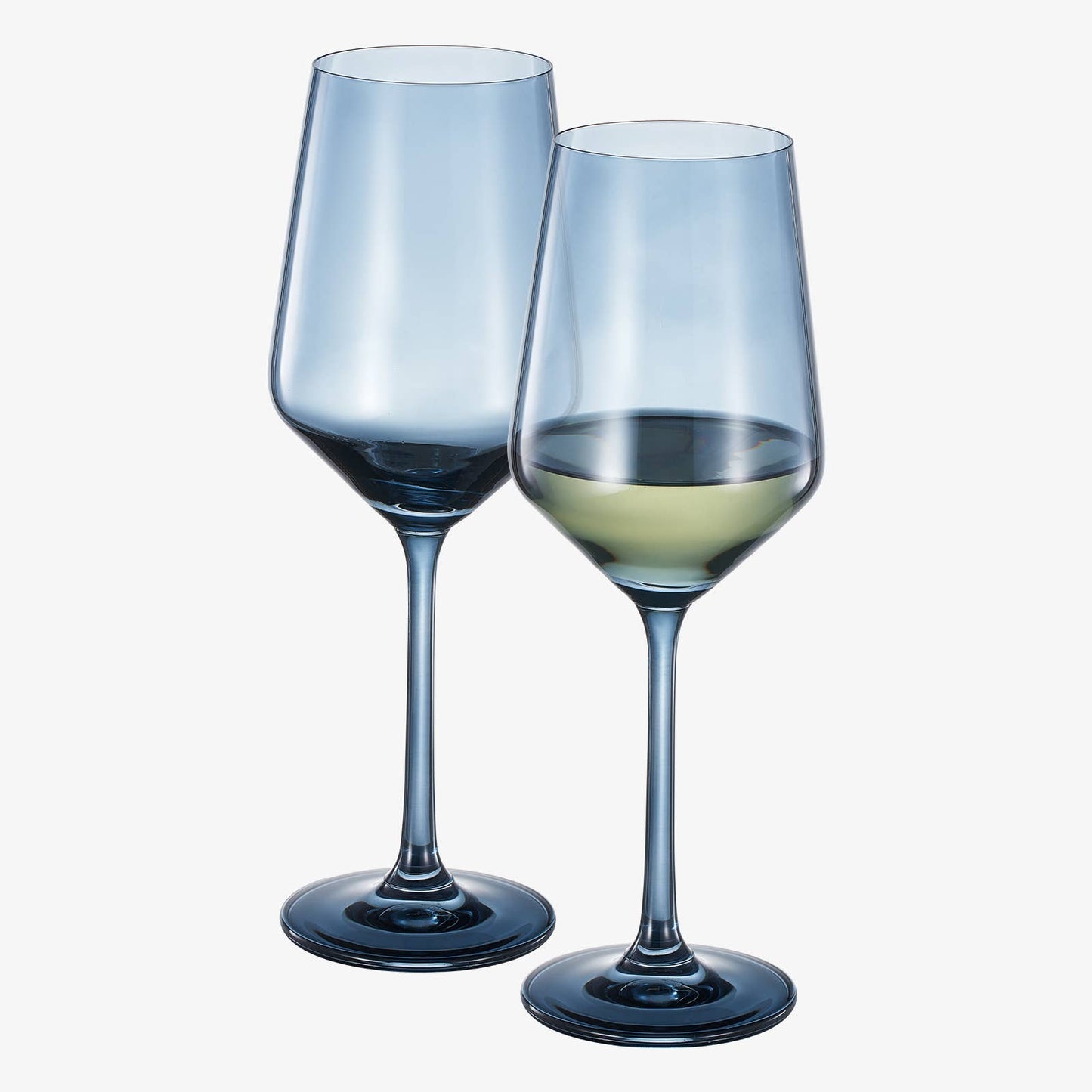 Colored Crystal Wine Glass | Set of 2 (Cloudy Blue)