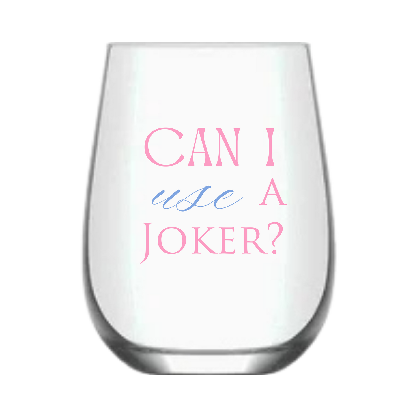 Mahjong Stemless Wine Glass "Can I Use a Joker?" - Single