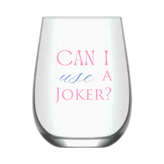 Mahjong Stemless Wine Glass "Can I Use a Joker?" - Single