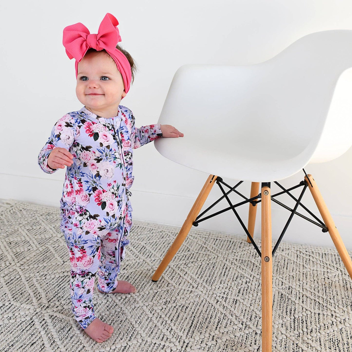 Emerson Floral Ruffle Zip Bamboo Baby Sleepies Little