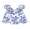 White and Blue Floral Flutter Top