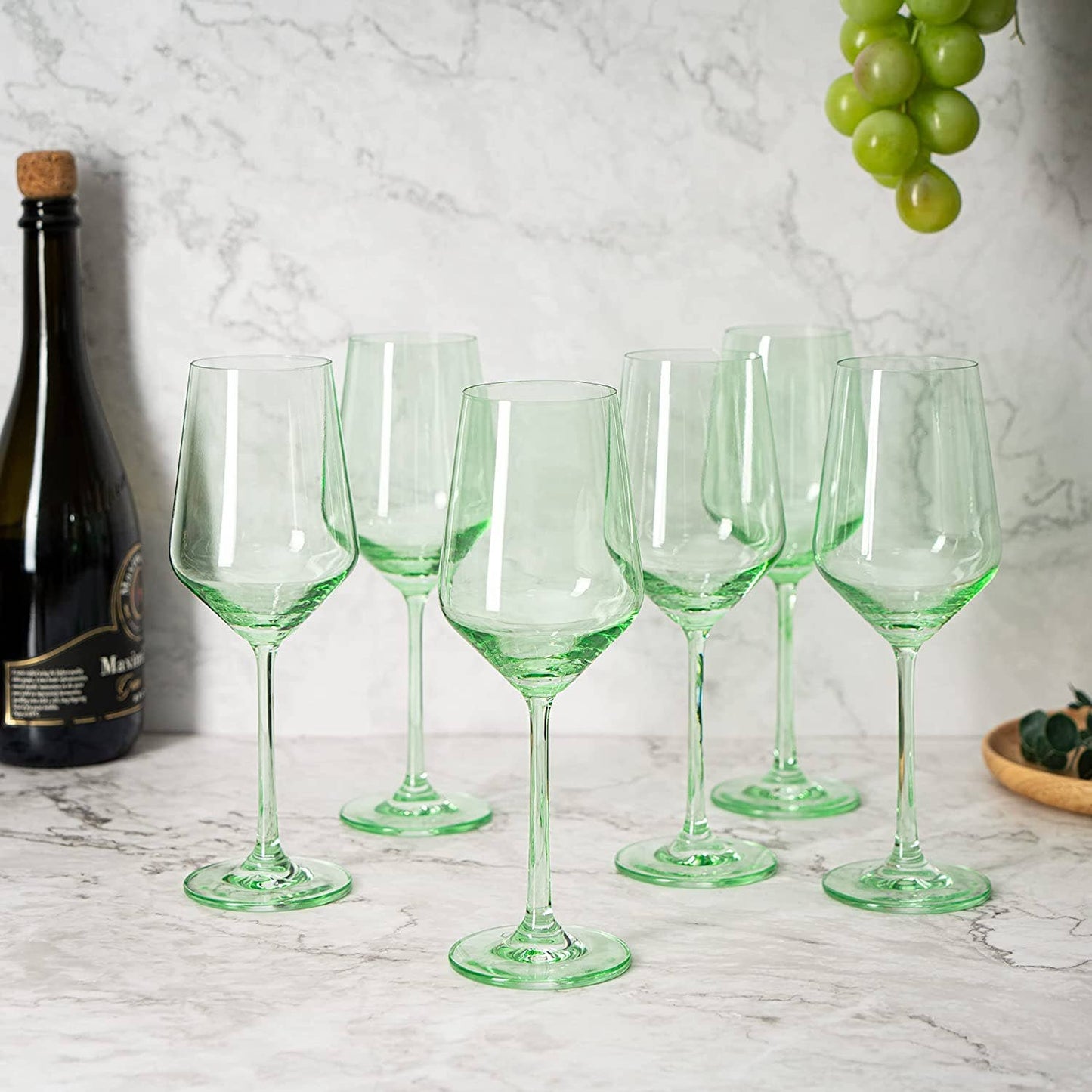 Mint Green Colored Wine Glass - 12 oz Hand Blown