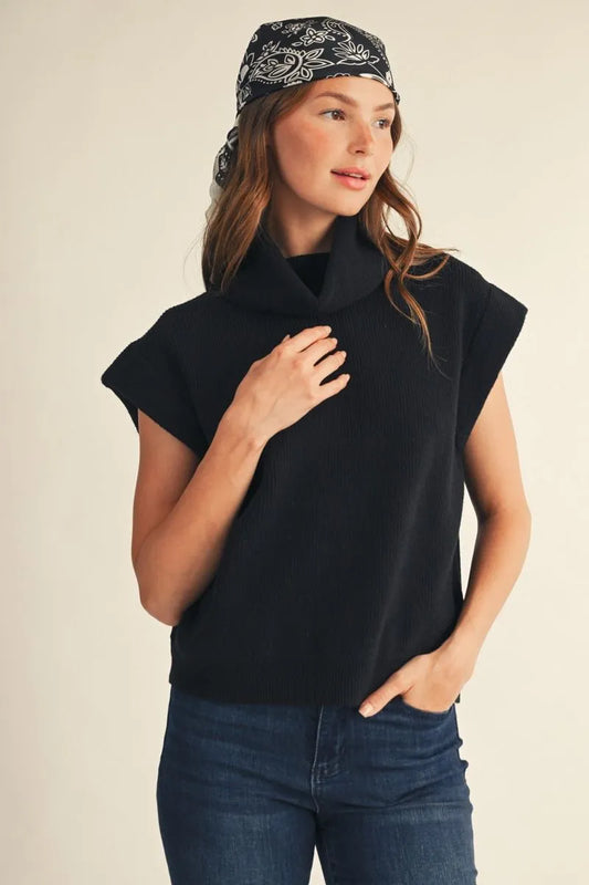 Black Cap Sleeve Sweater