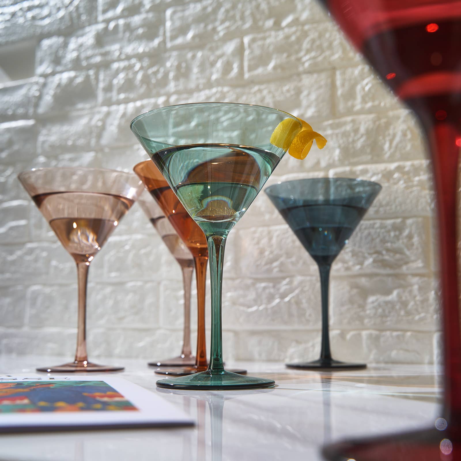 Colored Martini & Cocktail Crystal Glasses - Thumbnail 5