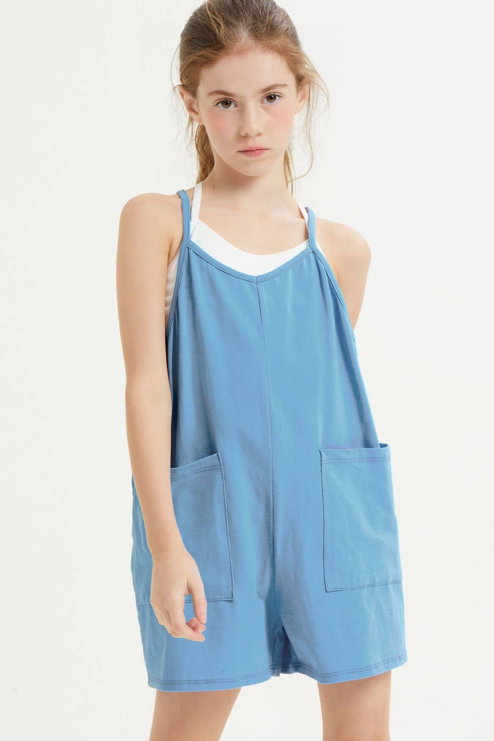 Two Pocket Cotton Overall Romper / Onesie