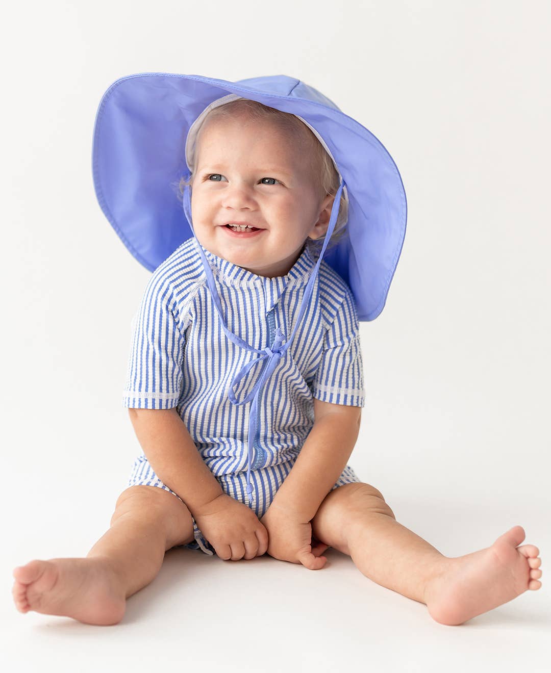 Baby Boys Periwinkle Blue Seersucker Short Sleeve One Piece Rash Guard