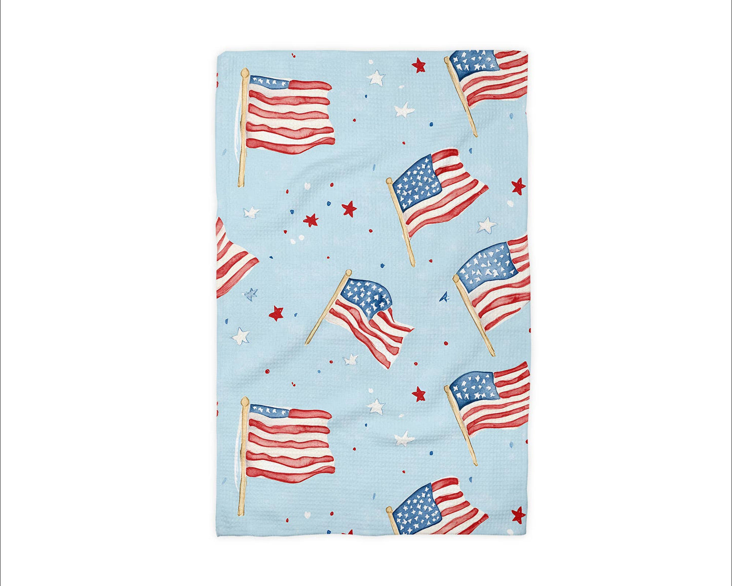 4th July Patriotic Red White Blue Flag Kitchen Towel Waffle
