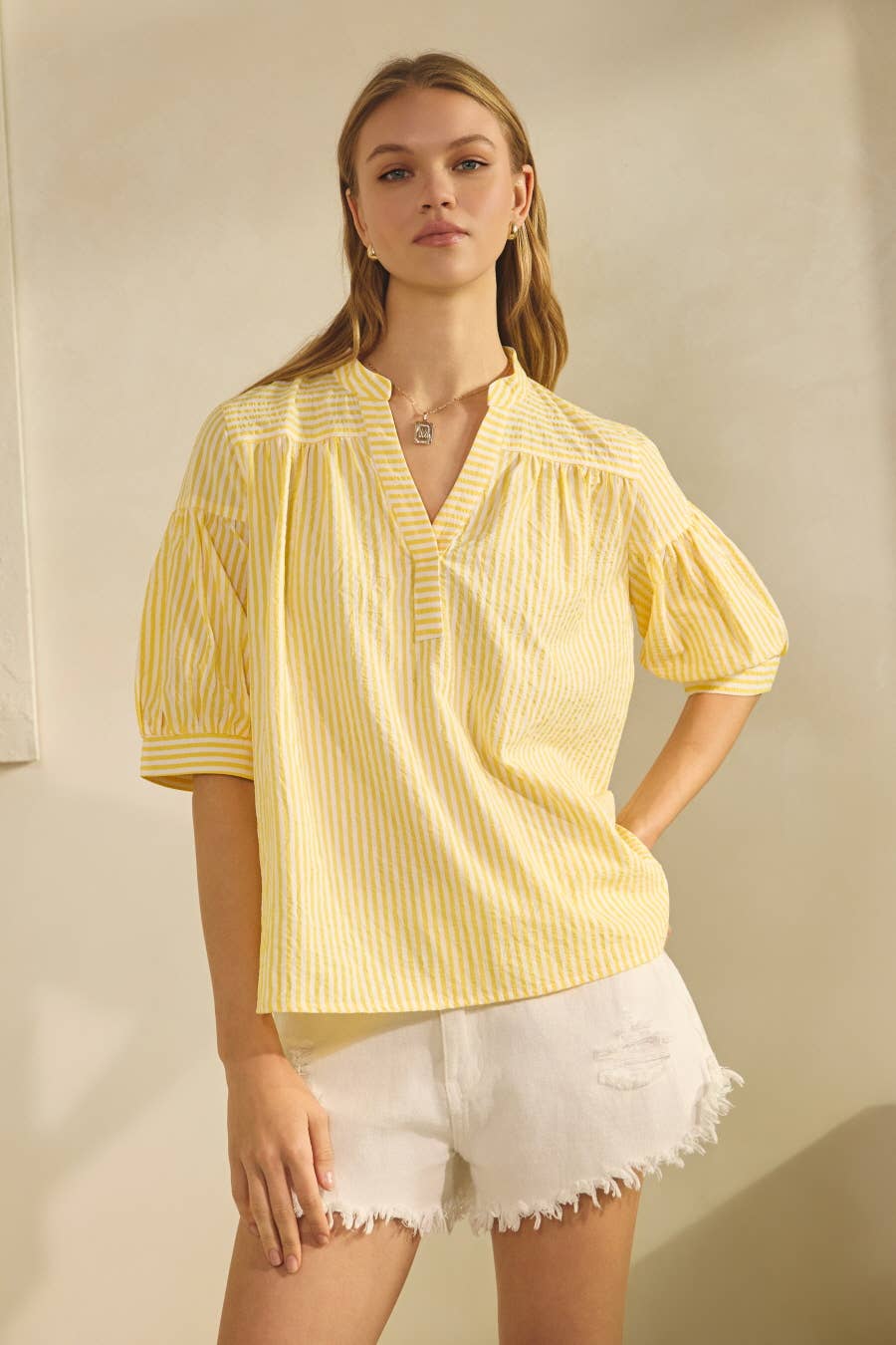 Butter Yellow Striped Blouse