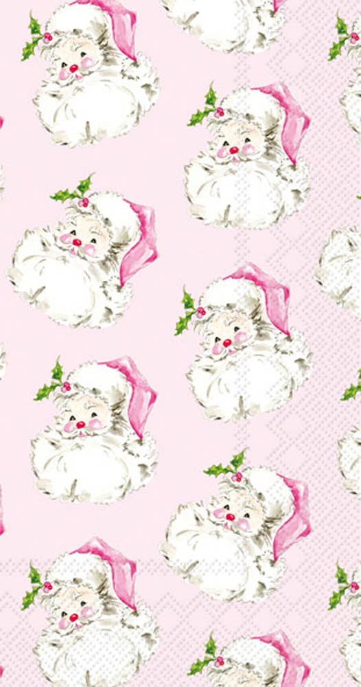 Paper Guest Towels 16 ct Pink Santa Christmas