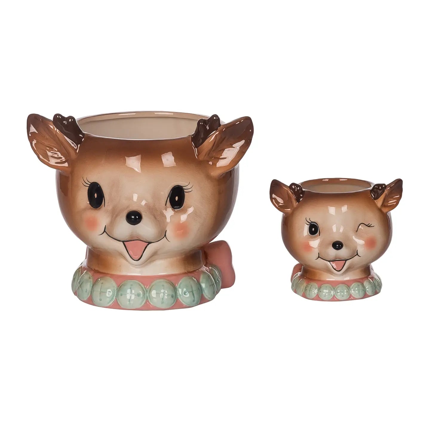 Dol Pink Vintage Reindeer Snack Bowls (set of 2)