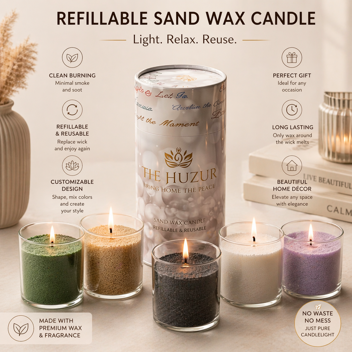 Sand Candle, Scented Candle Pearl Candle in 5 colors