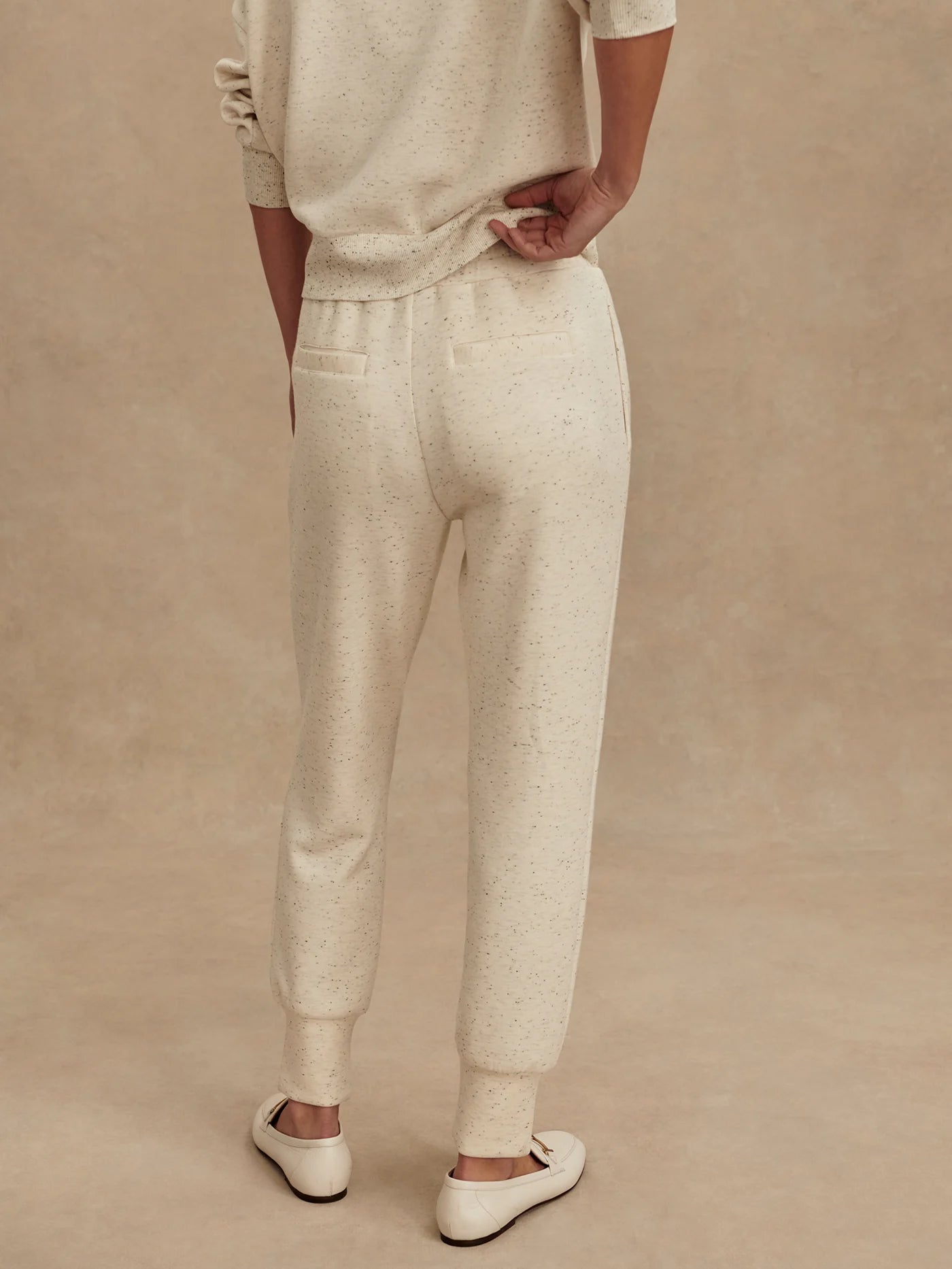 The Slim Cuff Pant 27.5 - Ivory Marl Fleck