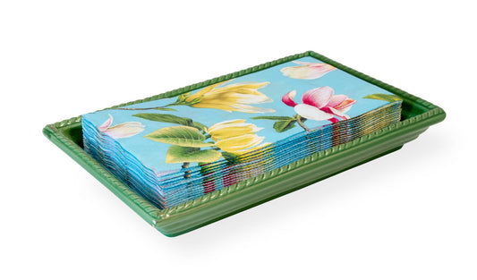 Paper Guest Towel Ceramic Caddy Tray Green