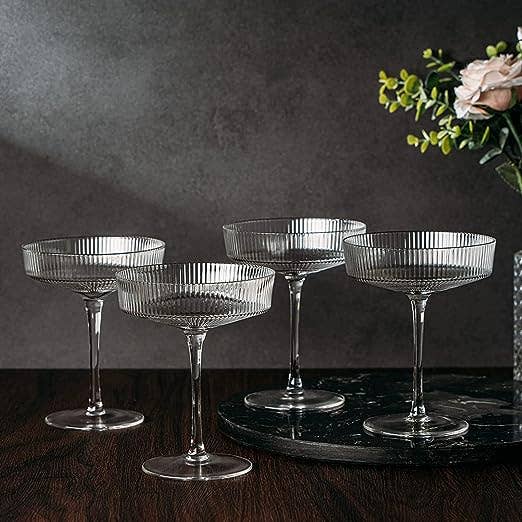 Coupe Glasses Ribbed Coupe Cocktail Glasses 7 oz | Set of 4