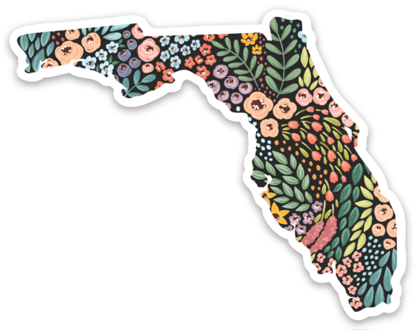 Florida Floral State Sticker 3x3in.
