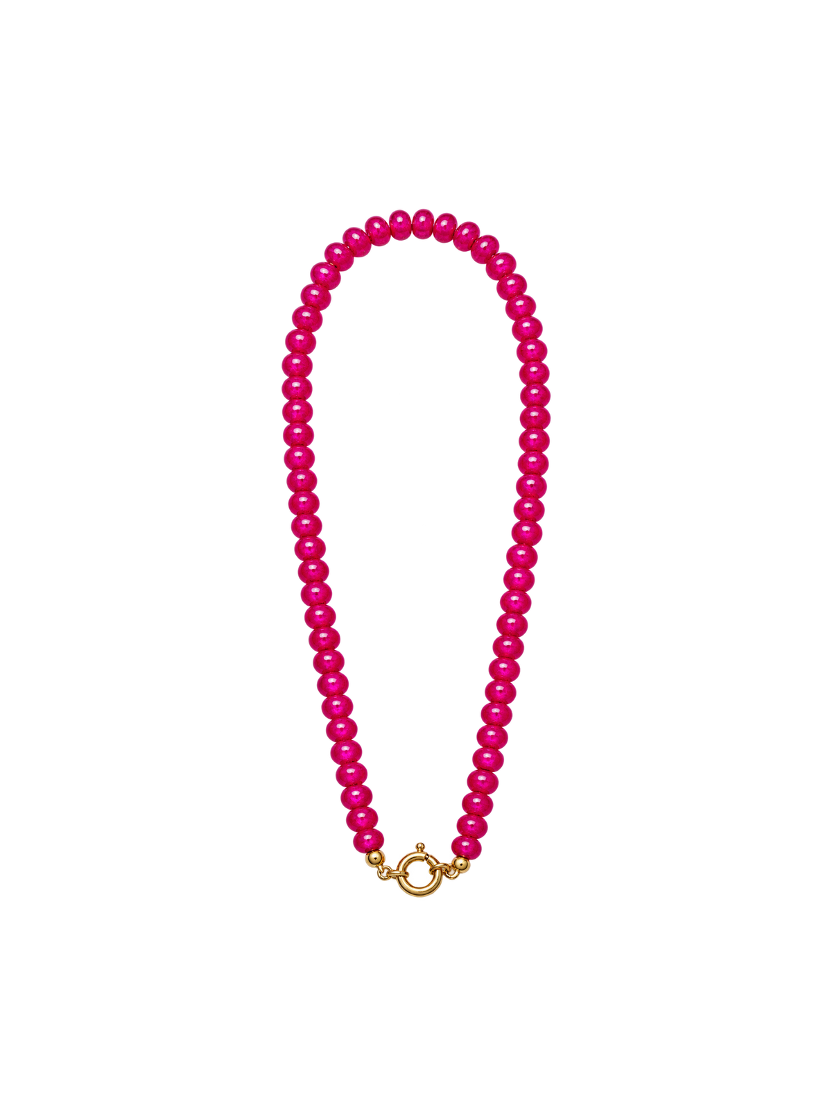 Fushia Sailor Clasp Glass Beaded Necklace