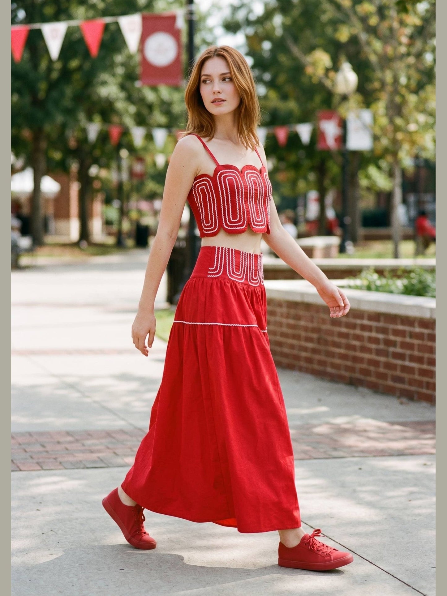 Exclusive Lace Trimmed Top & Skirt Set
