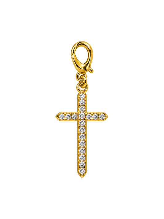 Gold Crystal Cross Charm