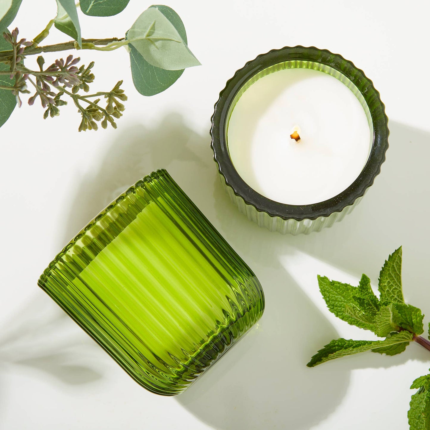 Eucalyptus Mint Citronella Green Glass Candle 8oz.