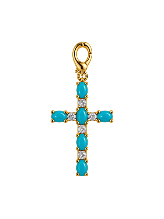 Turquoise Gem Cross Charm