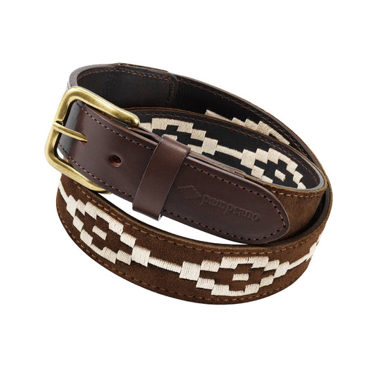 Pampeano hand-stitched suede polo belt - confianza brown