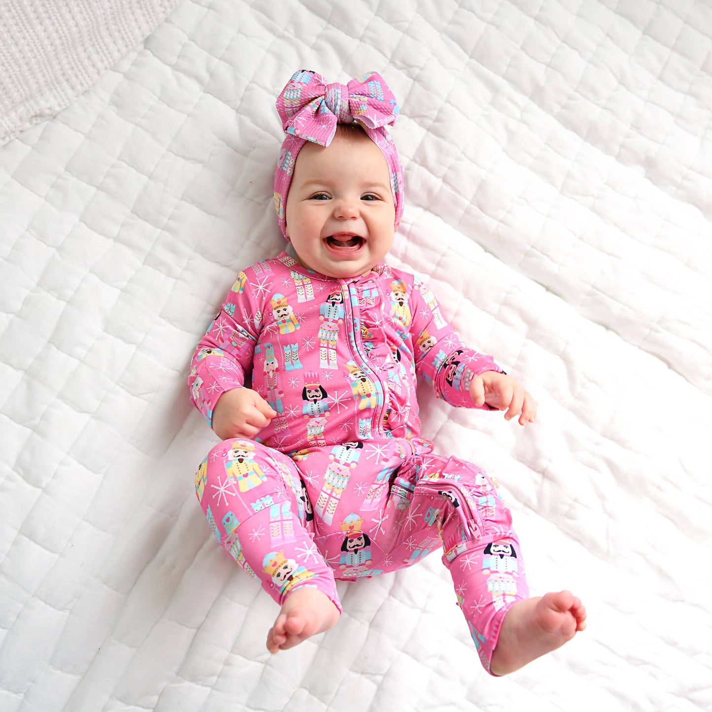 Nadia Nutcrackers RUFFLE ZIP Christmas Bamboo Baby One Piece