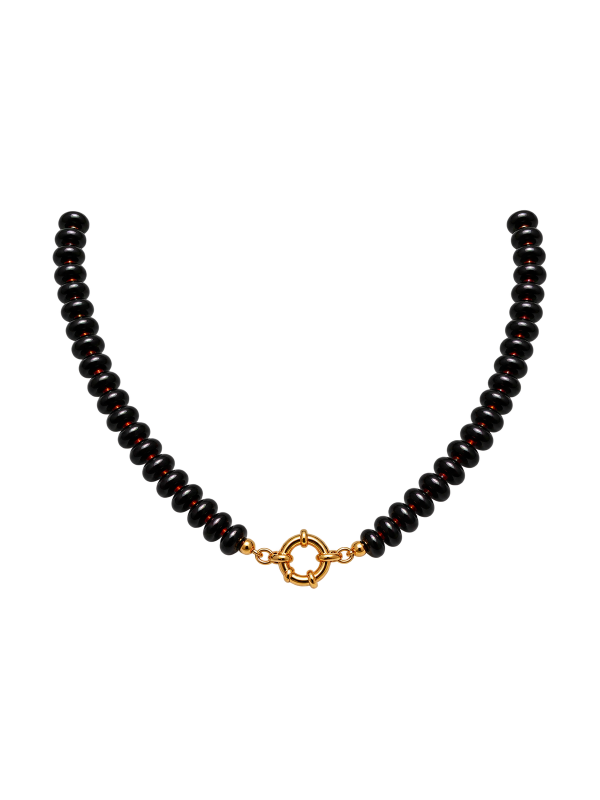 Black/ Red Sailor Clasp Glass Beaded Necklace