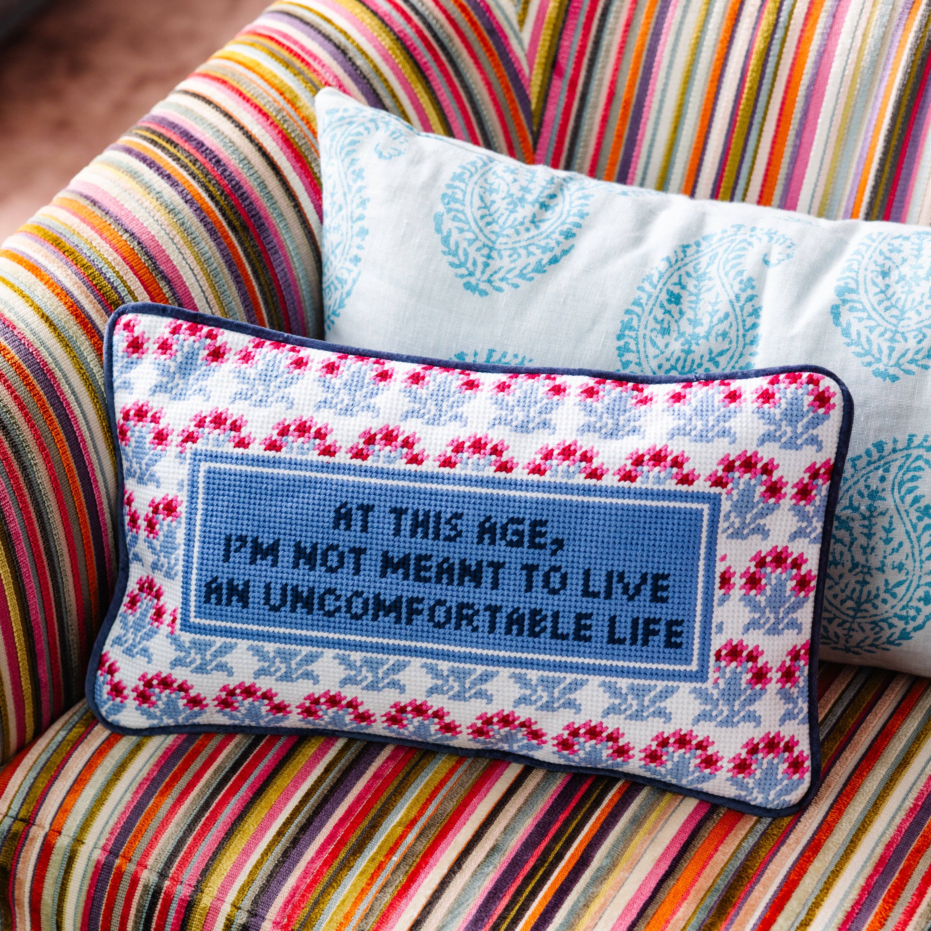 Uncomfortable Needlepoint Pillow - Thumbnail 5