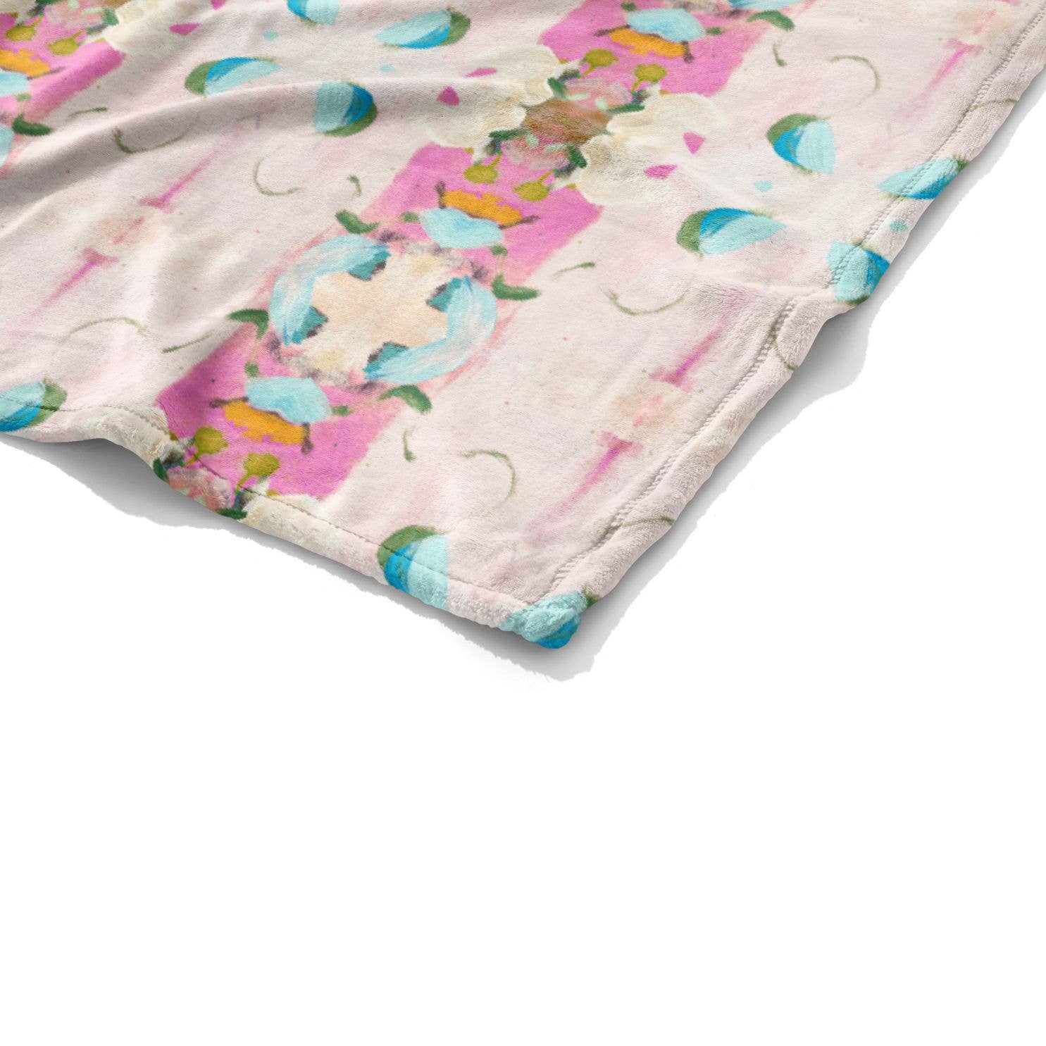 Monet's Garden Pink Fleece Blanket - Thumbnail 5