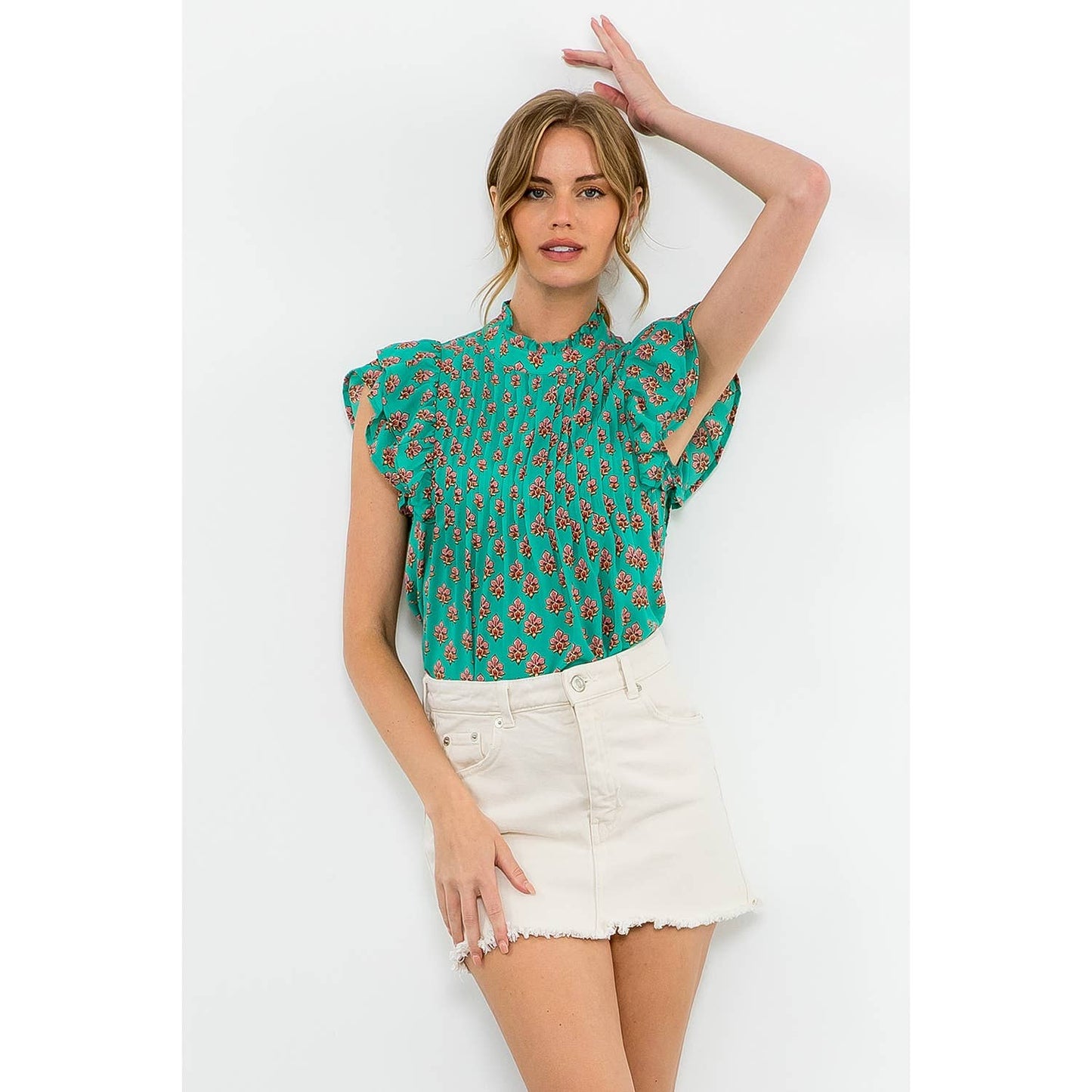 Flutter Sleeve Print Top