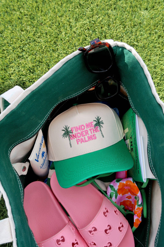 Find Me Under The Palms- Kelly Green/Natural Hat