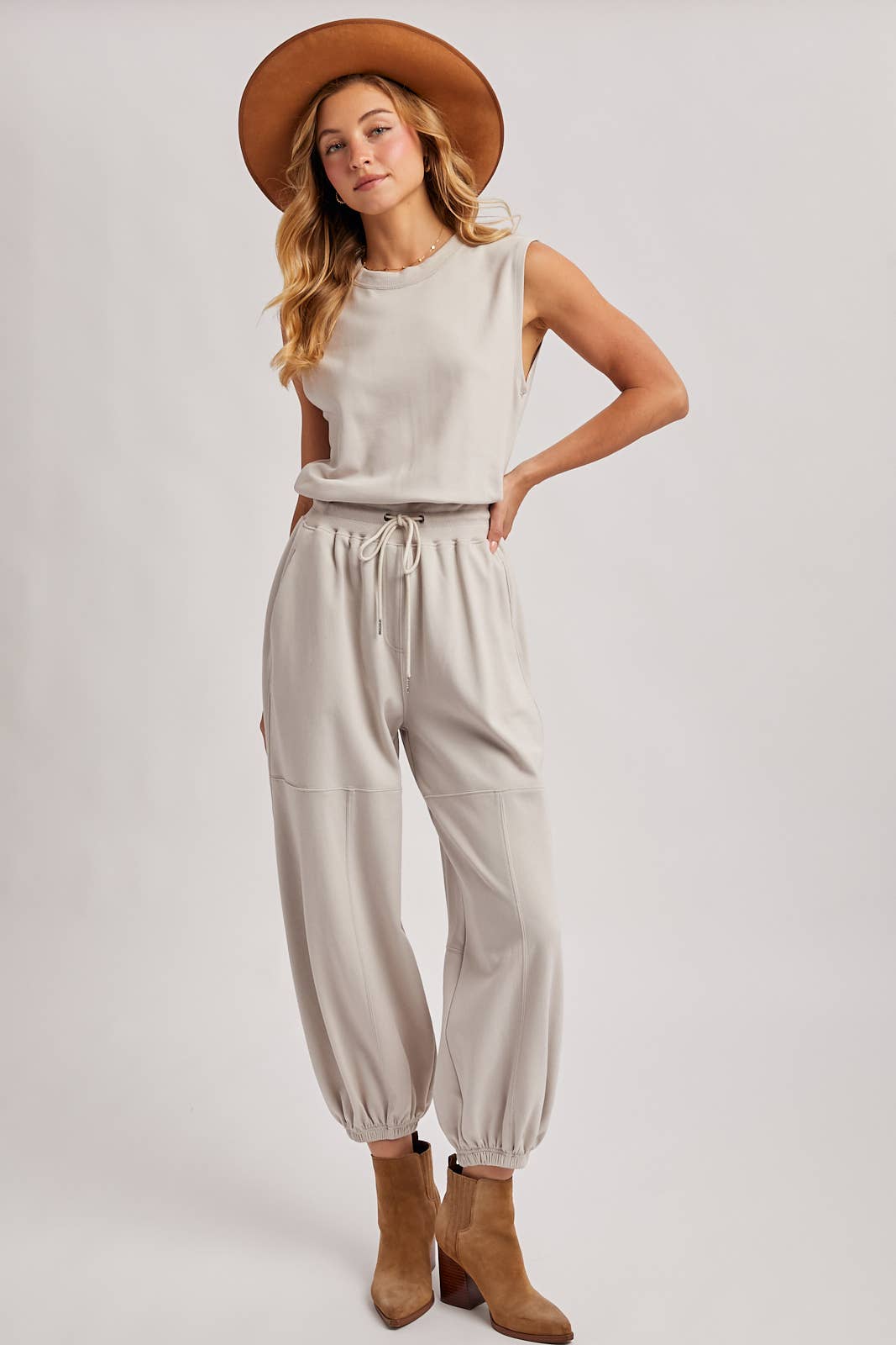 Sleeveless Ecru Jumpsuit