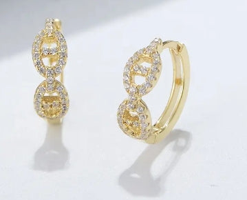 Pig Nose CZ Huggie Earrings