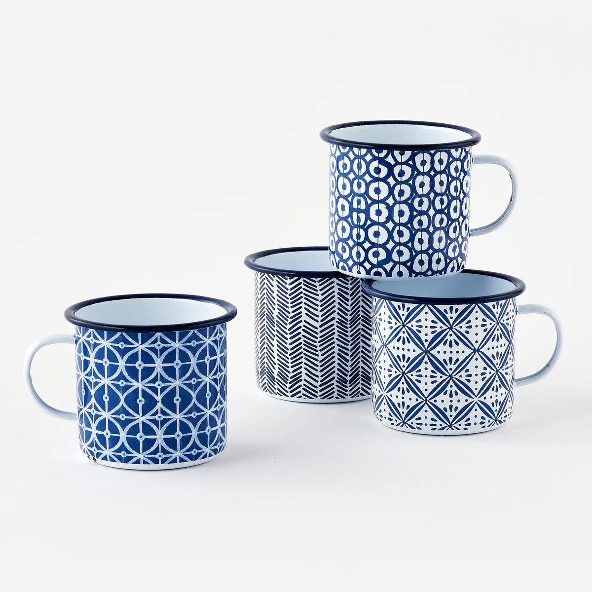 Blue & White Enamel Mugs