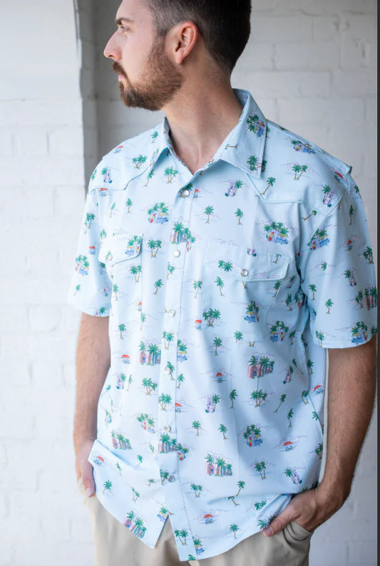 Men's - Coastal Getaway Pearl Snap Short Sleeve Shirt