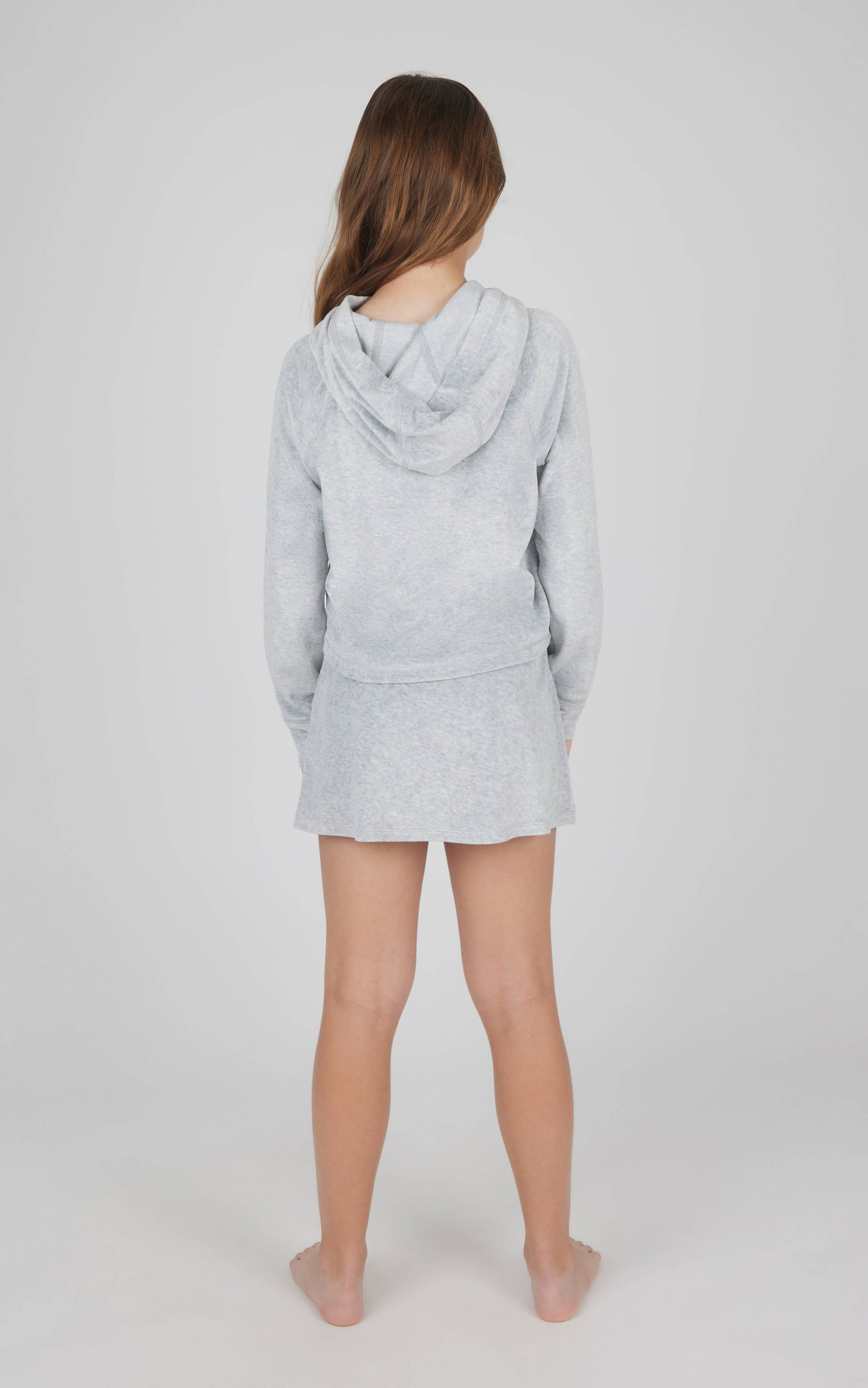 Girls Heather Velour Hoodie and Skort Set