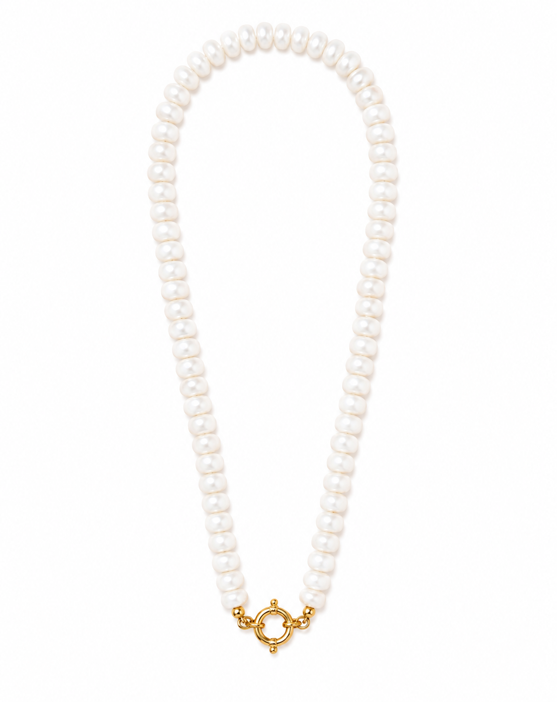 White Sailor Clasp Glass Beaded Necklace