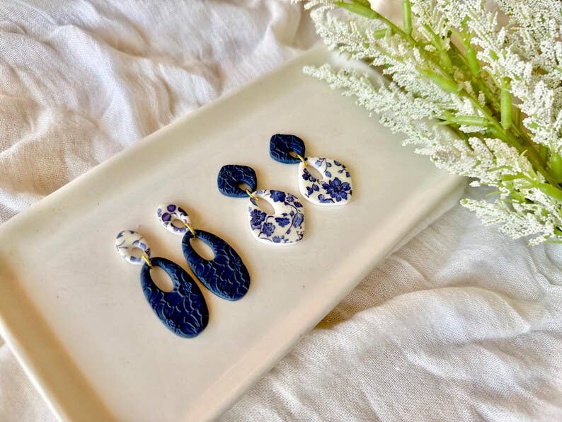 Elegant Daisy Earring, Daisy Earrings, Deep Navy Earrings