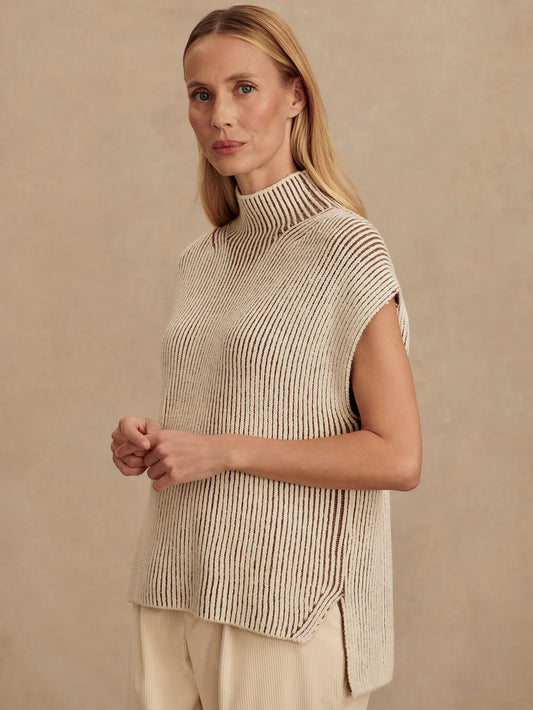 Lauren Pleated Knit Tank - Cocoa Dust