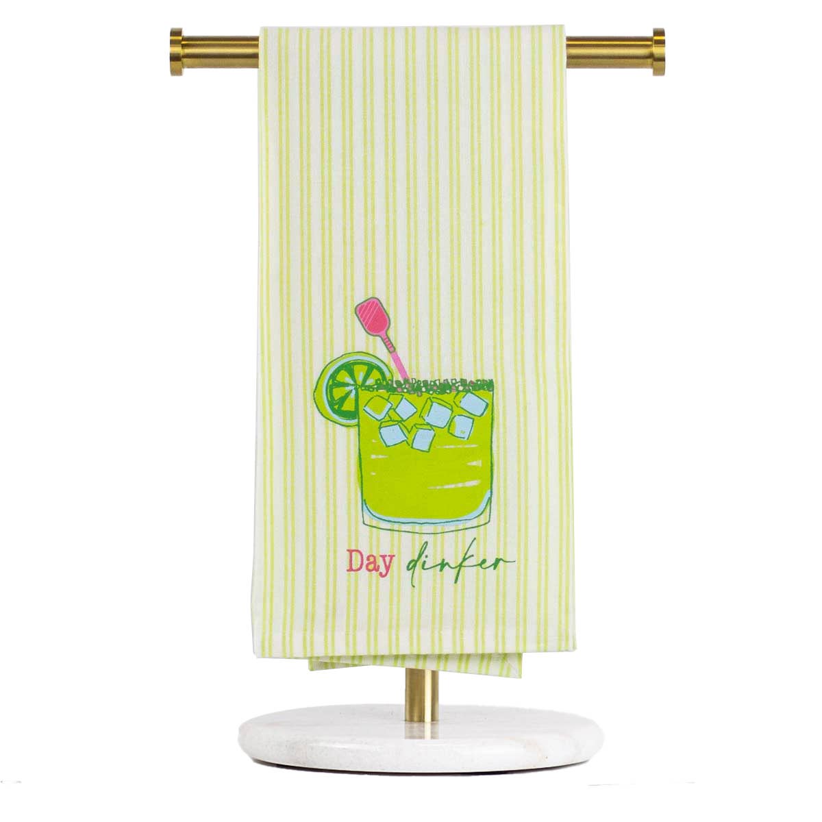 Day Dinker Hand Towel   Green/Pink   20x28