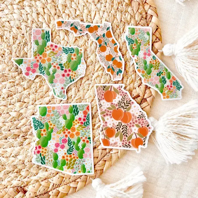 Florida Floral State Sticker 3x3in.