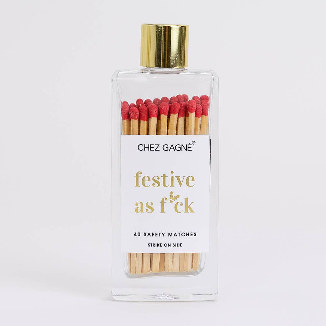 Festive As Fuck Matches - Glass Bottle Matchsticks Red